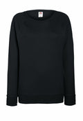 Fruit of the Loom's SS960 is a black sweatshirt featuring long sleeves and a round neckline.
