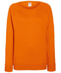 A plain orange sweatshirt with long sleeves and a round neckline from Fruit of the Loom, product name SS960, displayed on a white background.