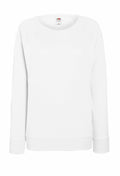 The SS960 from Fruit of the Loom is a plain white sweatshirt with long sleeves and a round neckline. It features soft and comfortable fabric, perfect for casual wear, with no visible logos or designs.