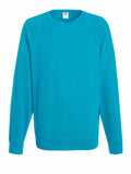 A Fruit of the Loom SS970 turquoise sweatshirt featuring long sleeves and a round neckline.