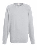 The SS970 by Fruit of the Loom is a sweatshirt featuring a plain light gray design with long sleeves and a crewneck. Its soft and comfortable fabric includes ribbed cuffs and hem, all showcased against a white background.