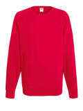 A plain red crewneck sweatshirt with long sleeves from Fruit of the Loom (model SS970) displayed against a white background.