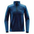 A blue Stormtech long-sleeve pullover with a half-zip front and textured fabric, model ST021.