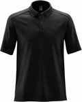 A Stormtech ST078 short-sleeve polo shirt in black is displayed against a white background.