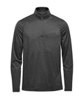 The Sports Over-top is a dark grey, long-sleeve, quarter-zip pullover displayed against a white background. It features a high collar and straight hem with no visible logos or patterns.