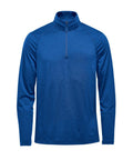 The Sports Overtops is a blue long-sleeve pullover featuring a quarter-zip design and stand-up collar, displayed on a plain white background.