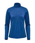 The Sports Over-tops is a blue, long-sleeve jumper featuring a high collar and front half-zip fastening, shown against a plain white background.