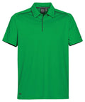 Stormtech ST153 green polo shirt featuring a collar and three buttons.