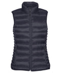 The Stormtech ST159 is a black puffer vest featuring a front zipper and two zippered pockets.