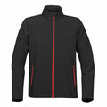 A Stormtech ST171 black jacket featuring a high collar and striking red zipper accents on the front and pockets.