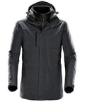 Stormtech's ST176 winter jacket in dark gray features a hood, front zipper, and chest pocket.
