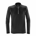 Stormtech's ST177 is a black long-sleeve athletic shirt featuring white seam accents and a quarter-zip front.