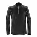 Introducing the Stormtech ST177: a stylish long-sleeve black athletic pullover featuring a quarter-zip and eye-catching white stitching details.