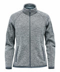Stormtech's ST205 gray zip-up fleece jacket features a high collar and two front pockets, and is presented against a plain white background.