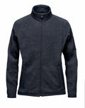 Stormtech's ST205 is a dark gray zip-up fleece jacket featuring a high collar and two front pockets.