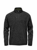 The Stormtech ST208 is a dark gray fleece pullover featuring a quarter-zip neckline and a front chest pocket, showcased against a white background.