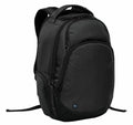 A black ST221 backpack by Stormtech features multiple compartments, padded shoulder straps, and a small logo on the front pocket.