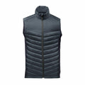 The Stormtech ST223 is a gray, sleeveless puffer vest featuring a front zipper closure and a high collar.
