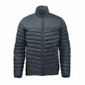 The ST225 by Stormtech is a dark green puffer jacket featuring a front zipper and a high collar, showcased against a plain white background.
