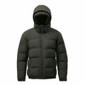 Stormtech's ST227 is a dark green puffer jacket featuring a hood, front zipper, and two side pockets.