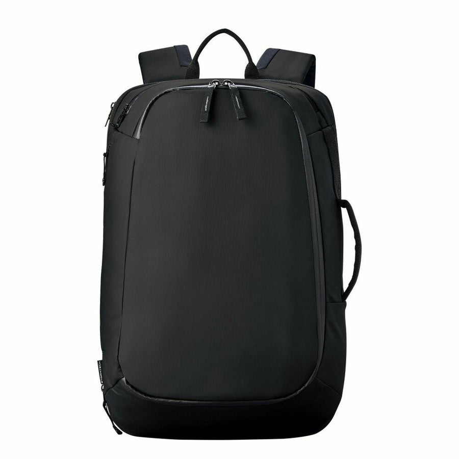 Stormtech's ST235 backpack in black features two shoulder straps, a top handle, and multiple zippered compartments.