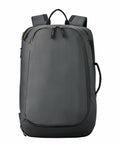 A gray Stormtech ST235 backpack with multiple zippered compartments, padded shoulder straps, and a side handle, shown against a white background.