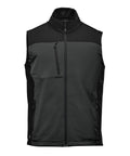 The Gilets & Body Warmers is a black sleeveless zip-up waistcoat with a high collar, front zip, one chest zipped pocket, and two side zipped pockets, shown against a white background.