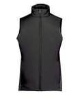 The Gilets & Body Warmers is a sleeveless black waistcoat featuring a high collar and full-length front zip, shown against a white background.