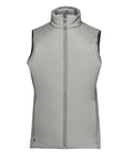The Gilets & Body Warmers is a sleeveless, light grey waistcoat featuring a front zip and high collar, shown against a white background. Its simple design has no visible logos or patterns.