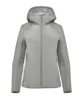 The Jackets product is a light grey, insulated hooded jacket with a front zip, long sleeves, and subtle seam details. Displayed against a plain white background.