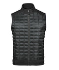 The Gilets & Body Warmers is a black quilted sleeveless waistcoat featuring a front zip, stand-up collar, and two zipped side pockets, shown against a white background.