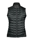 A black Gilets & Body Warmers sleeveless quilted puffer gilet, featuring a high collar and full front zip, displayed on a plain white background.