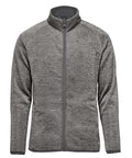 A heather grey Jackets full-zip fleece with long sleeves, stand-up collar, and two front pockets is shown against a plain white background.