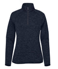 The Sports Overtops is a dark heathered long-sleeve quarter-zip pullover with a high collar and raglan sleeves, shown against a white background.