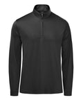 The Sports Overtops is a plain black long-sleeve pullover with a quarter-zip fastening and stand-up collar, shown on a white background.