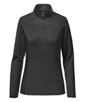 The Sports Over-tops is a plain black long-sleeve pullover with a quarter-zip front, stand-up collar, and fitted design, featuring no visible logos or patterns.