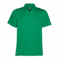 Stormtech's ST669 features a green polo shirt with short sleeves and a buttoned collar, showcased against a white background.