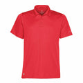 A Stormtech ST669 short-sleeve polo shirt in bright red, featuring a collar and three buttons down the front.