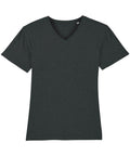 SX021 by Stanley/Stella, a dark green V-neck T-shirt with short sleeves, laid flat against a white background.