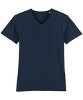 A plain navy blue V-neck T-shirt from Stanley/Stella, product code SX021, displayed against a white background.