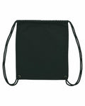 A Stanley/Stella SX060 black drawstring backpack with two thin straps, placed against a white background.