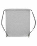 The SX060 by Stanley/Stella is a gray drawstring backpack featuring a plain fabric design, two rope straps, and metal grommets at the corners.