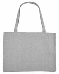 A plain gray SX062 tote bag by Stanley/Stella, featuring long handles, set against a white background.