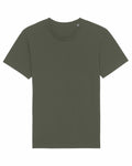 The SX087 t-shirt from Stanley/Stella, featuring a plain olive green design with a round neckline, is shown on a white background. It has short sleeves and maintains a simple, classic style.