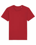 The SX087 by Stanley/Stella is showcased against a white background, featuring a plain red design with a classic round neck. This short-sleeved t-shirt is crafted from smooth fabric, highlighting its clean and simple style.