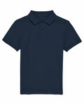 The Stanley/Stella SX117 is a plain dark blue polo shirt featuring short sleeves, a collar, and three buttons.