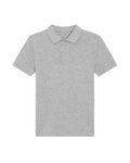 SX117 by Stanley/Stella: A gray polo shirt featuring a collar and two buttons at the neckline, showcased against a white background.