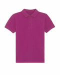A Stanley/Stella SX117, featuring a plain magenta color with short sleeves and a buttoned collar, is laid flat against a white background.