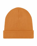 SX146 beanie by Stanley/Stella, featuring an orange knit design and folded brim, showcased on a plain white background.