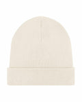 The SX146 from Stanley/Stella is a plain beige knitted beanie with a folded brim, showcasing a simple and classic design.